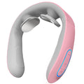 Pink and gray electric cervical massager with pulse and shoulder protection for neck pain relief