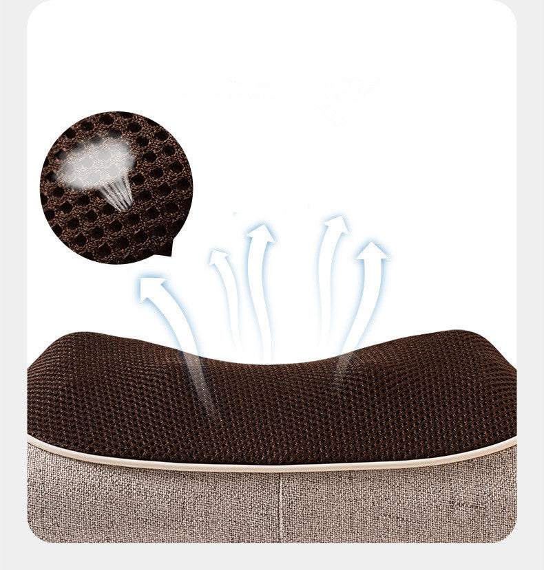 Multifunctional cervical spine massager pillow with breathable mesh fabric and infrared massage features