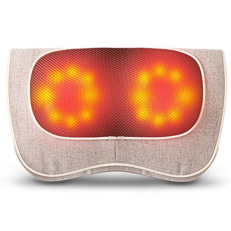 Multifunctional cervical spine massager pillow with infrared heating and kneading massage heads