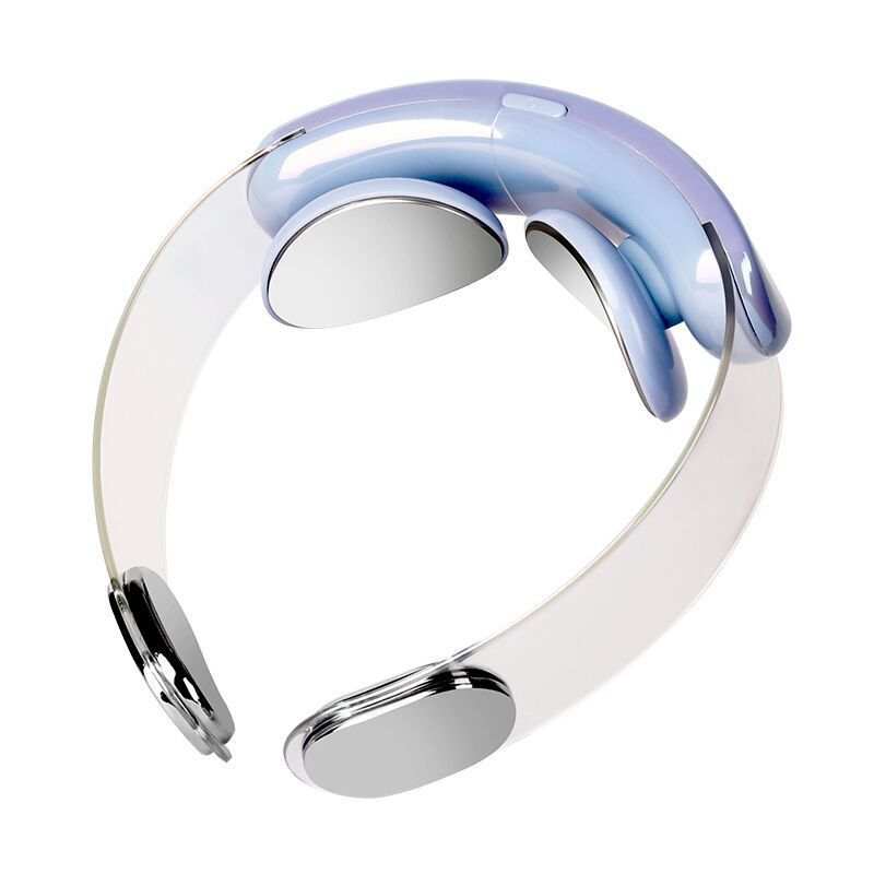Intelligent neck protector hot compress pulse multifunctional massager with USB power and mechanical control in blue and white colors
