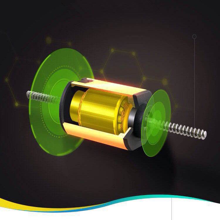 Internal motor mechanism of cervical spine massager showing rotating parts and springs
