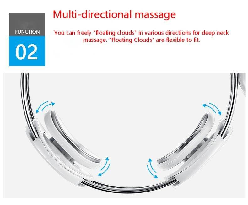 Electric pulse shoulder and neck massager with multi-directional floating cloud pads for deep massage therapy.