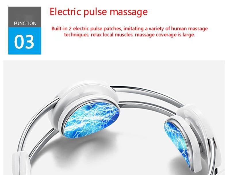 Electric pulse shoulder and neck massage device with built-in electric pulse patches for muscle relaxation.