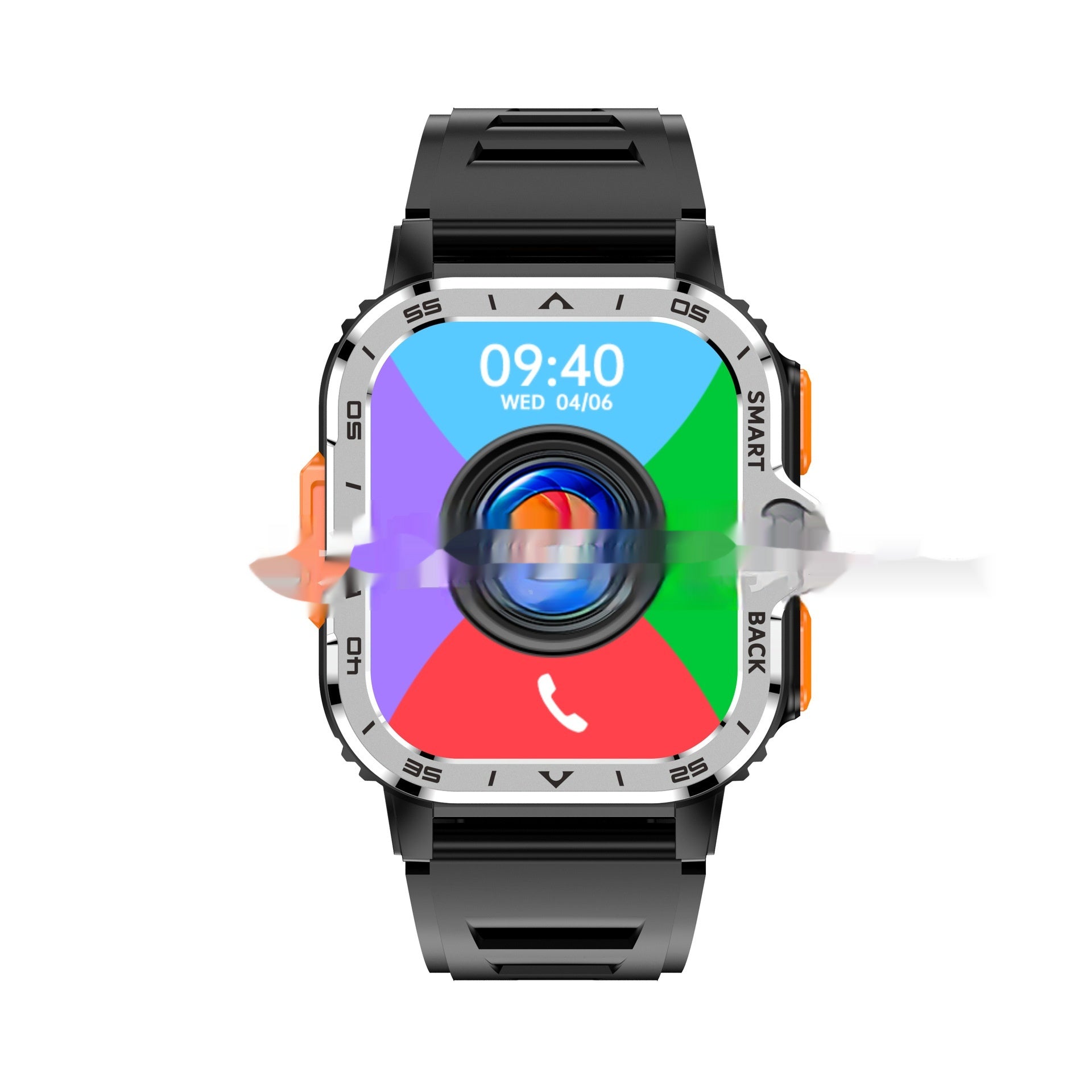 Bluetooth Smart Call Watch with AMOLED touch screen, black sports bracelet, waterproof and health monitoring features