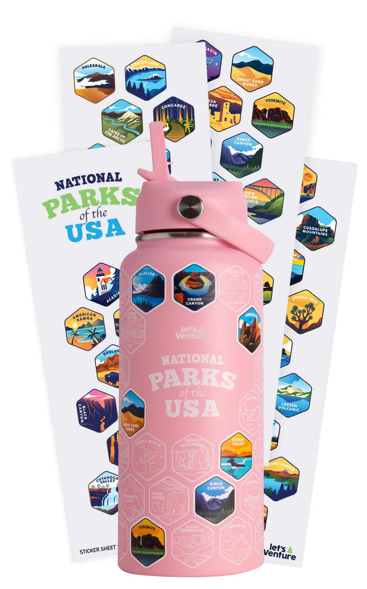 Lets Venture National Parks Water Bottle + Stickers