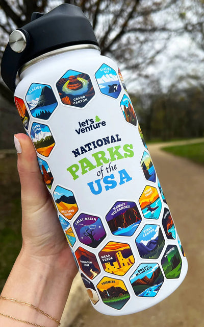 Lets Venture National Parks Water Bottle + Stickers