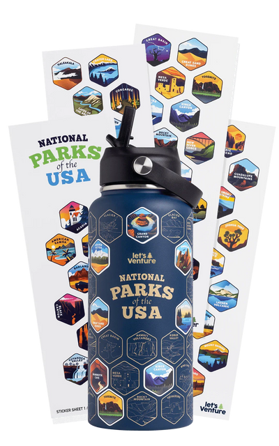 Lets Venture National Parks Water Bottle + Stickers